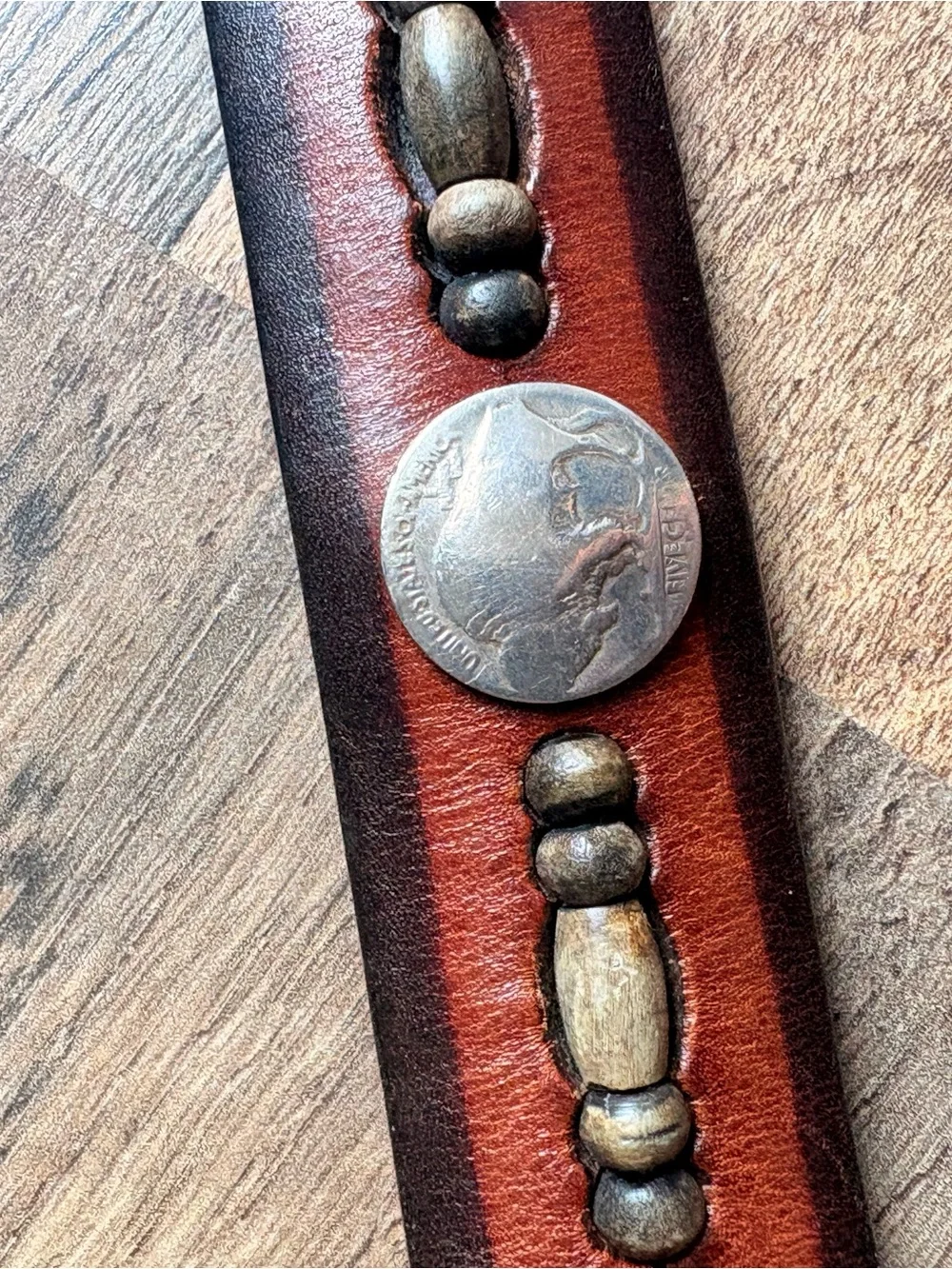 Brighton Leather Vintage Belt Women’s Small/Medium Native American Buffalo Bead